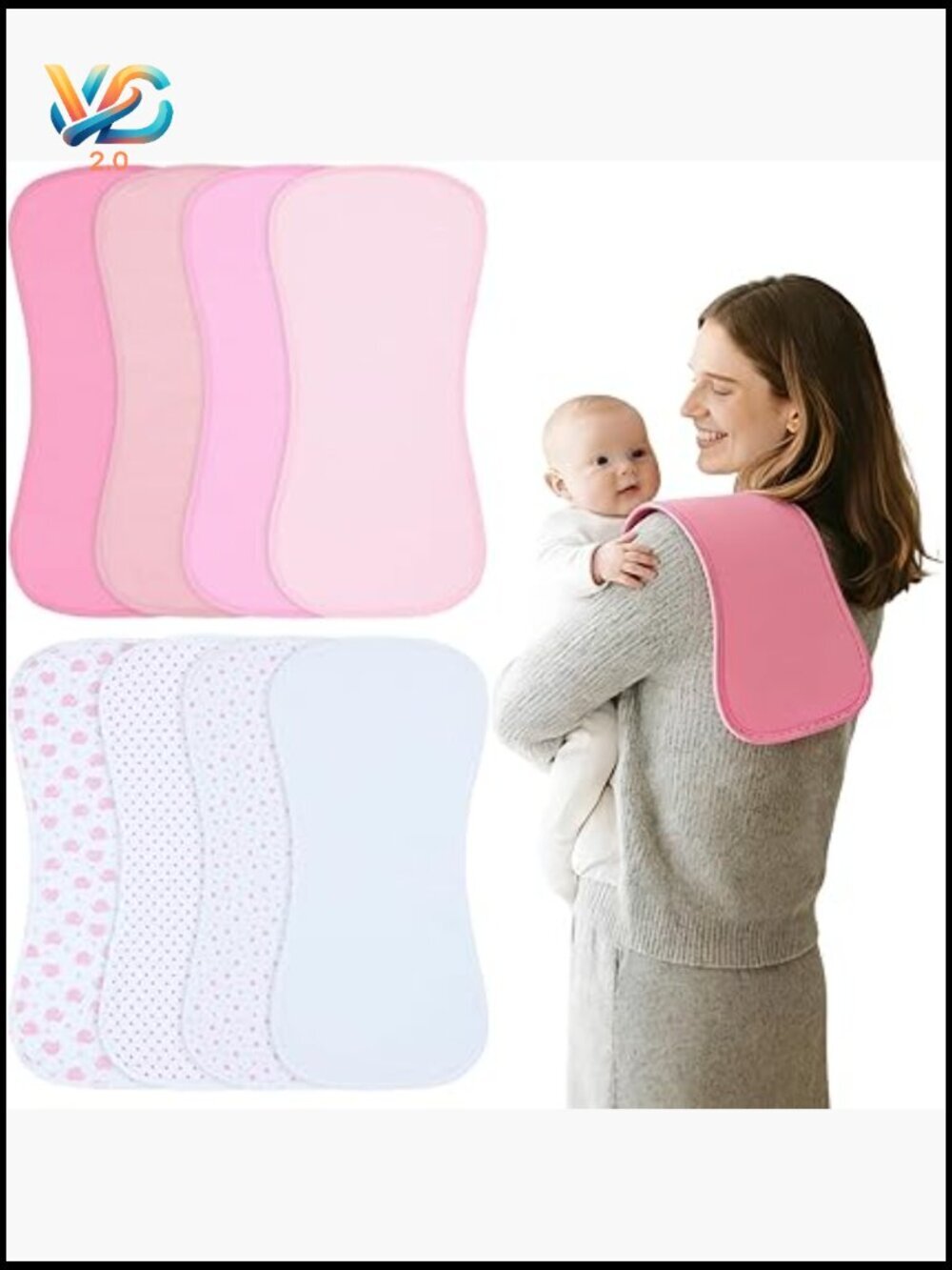 8-Pack Waterproof Baby Burp Cloths Super Absorbent Soft Spit Up Rags Unisex